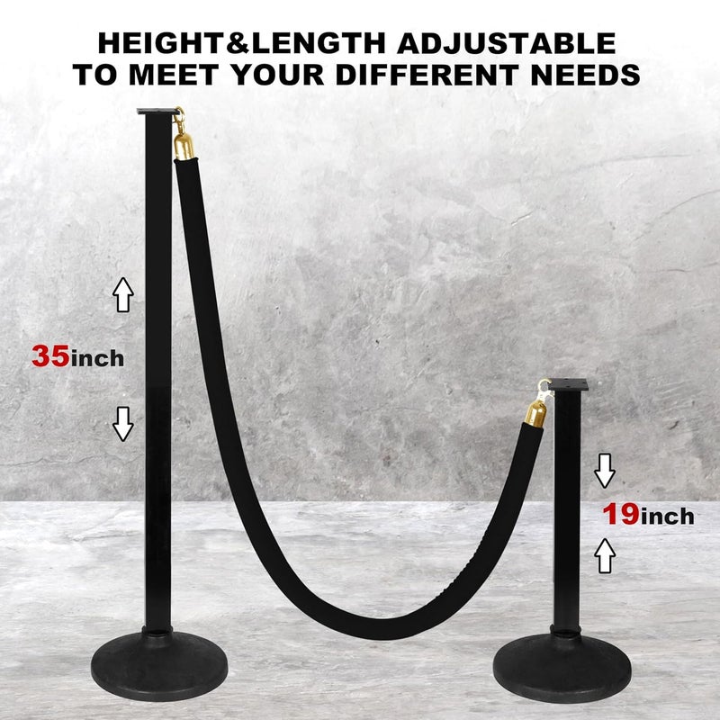 Alytree 2 Pack Stanchions Post with Velvet Rope, Crowd Control Stanchions, Queue Pole for for Movie Theater, Party Supplies … - Image 3